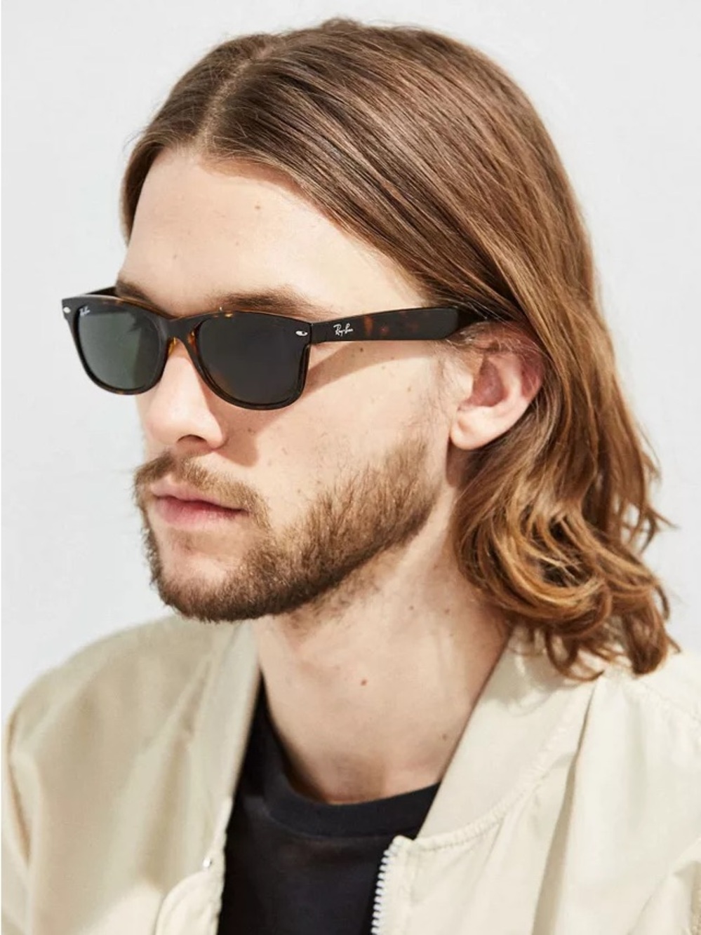 Ray-Ban Men’s Wayfarer Tortoise Frame Sunglasses with Brown Lenses
